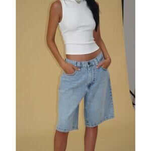 Motel Cotton Low Rise Boyfriend Skater Short Bleach Denim Women's Size XS NWT